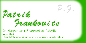 patrik frankovits business card